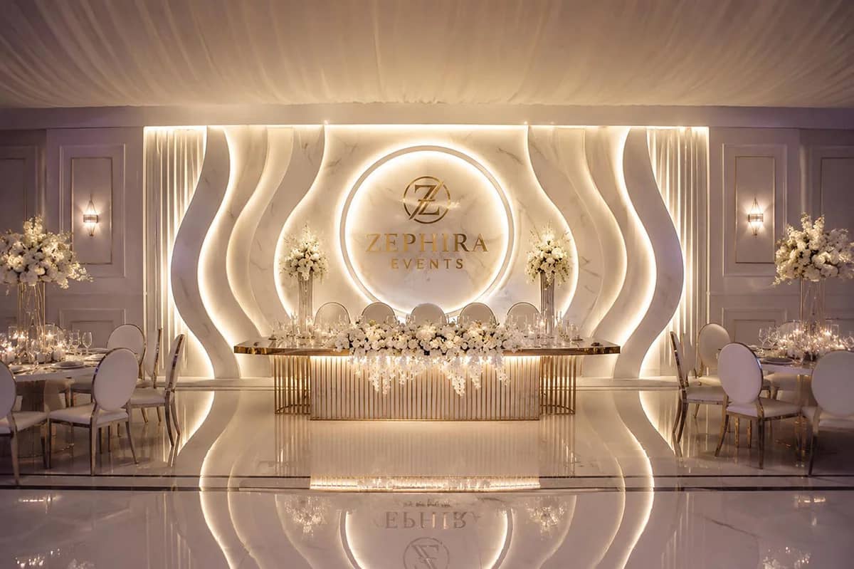 Salon de nuntă ZephiraEvents amenajat elegant în apropiere de Focșani