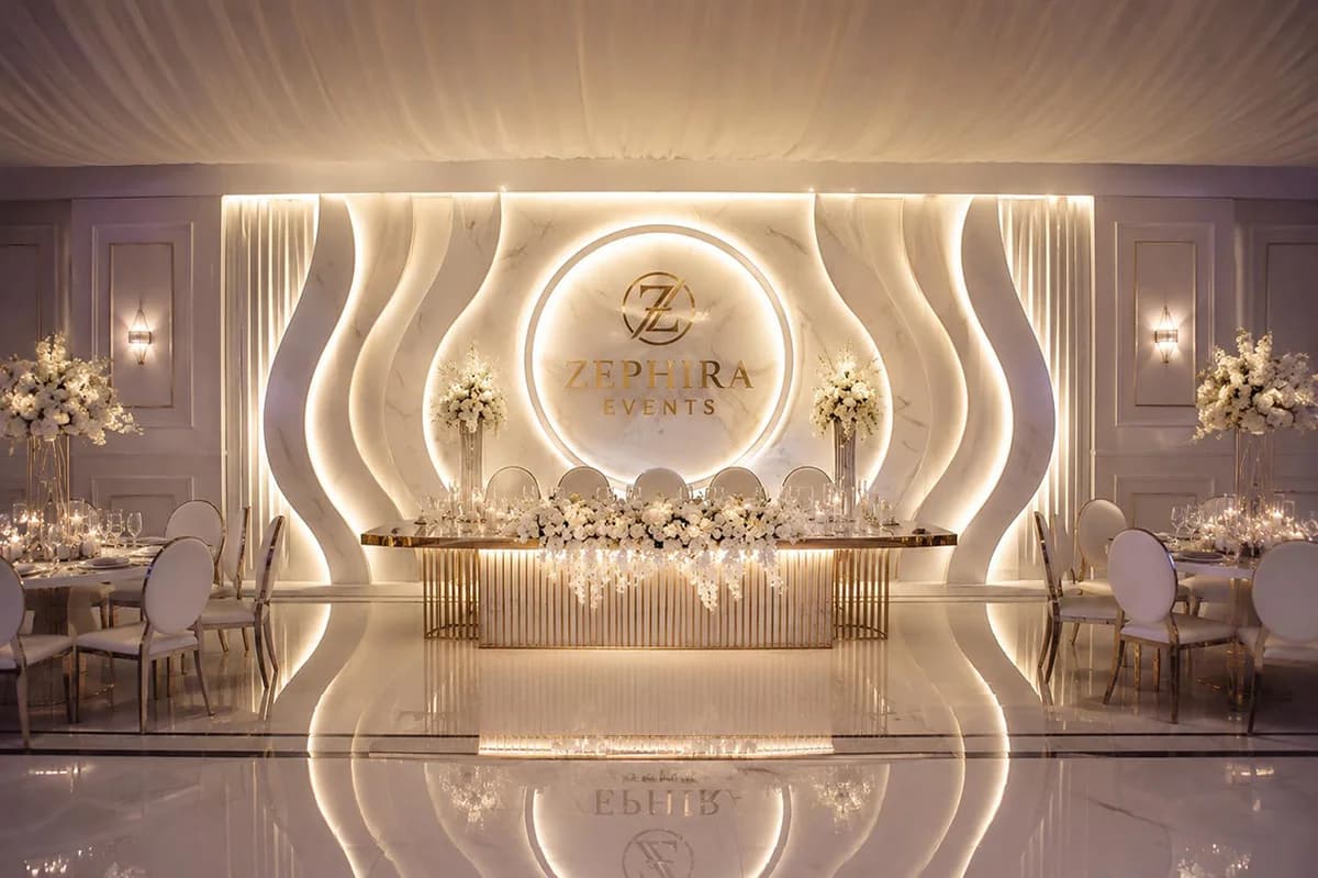 Salon de nuntă ZephiraEvents amenajat elegant în apropiere de Focșani