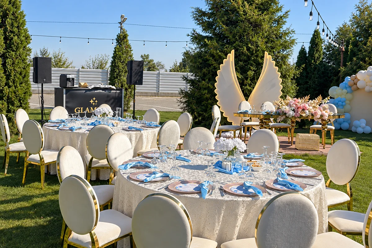 Grădină amenajată pentru un eveniment la ZephiraEvents, lângă Focșani